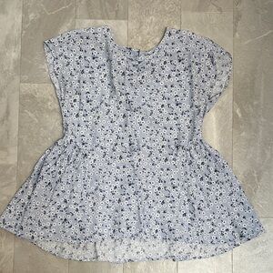 Reserved Blue Floral Tunic Top